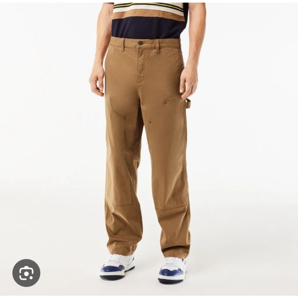 LACOSTE Men's Brown Straight Fit Cotton Twill Cargo Pants 106 Waist‎ 33